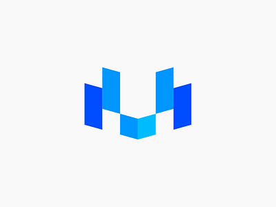 M icon blue geometric icon letter logo