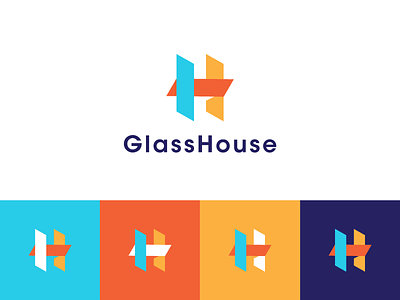 Glass House logo aluminum brand curtain door freelance glass identity monogram