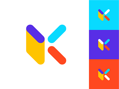 K Monogram app branding colorful flat letter software symbol technology unused