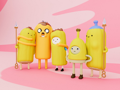 Banana Guards 3d adventure time banana banana guards bubblegum character cinema cinema 4d finn finn and jake illustration jake marcy princess bubblegum