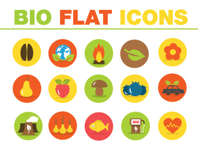 Bio Flat Icons bio eco icons