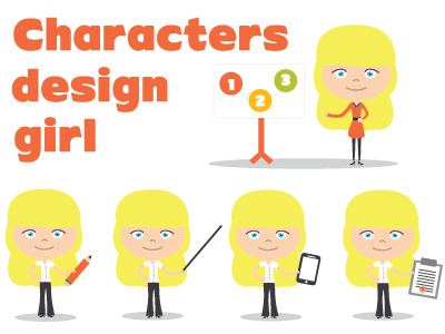 Character girl bussines cartoon character element face flat girl people woman