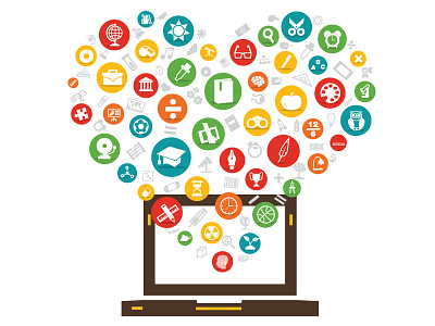 Flat Computer Education computer education flat icons online