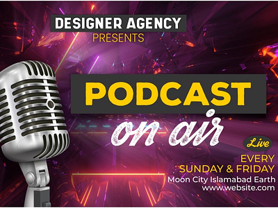 Podcast Ads | Podcast Fiverr Gig design with cosmic background.