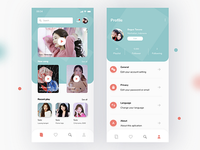 Music Aplication android app discover ios menu mobile play profile ui ux