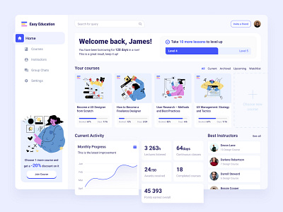 Education portal bright colors dashboad design desktop education education app figma illustration ui