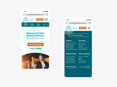 Mobile Homepage Design for Clear Business Finance Website