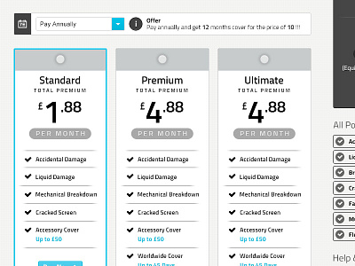 Switched On Pricing Page insurance pricing pricingpage ui web webdesign