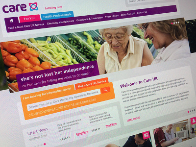 Care UK Web Mock 2011 care carehome digital ui web webdesign