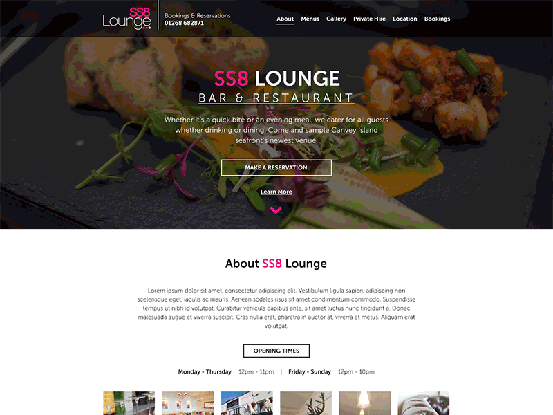 Single Page Site coctails digital dining singlepage ss8lounge