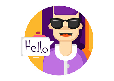 Hello=) cartoon character cute design flat happy icon illustration illustrator logo minimal postcard smiley face vector web woman portrait