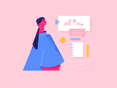 Planning and organising your day bright colours character design editorial illustration girl goop illustration netflix pink woman woman character
