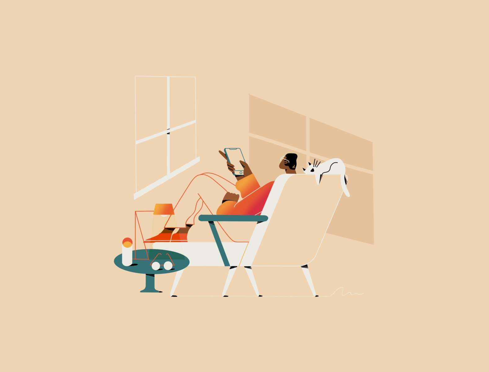 Dude chilling with a cat by Bulma illustrates on Dribbble