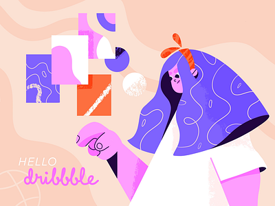 Hello Dribble character design character illustration debut dribble art flat design illustration motion graphics design procreate illustration