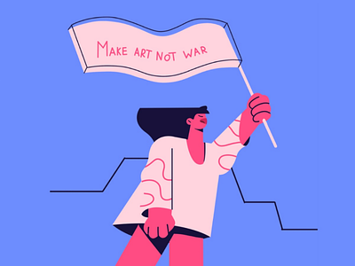 Make art. Not war blue character design colourful dribbble illustration pink ui vector style