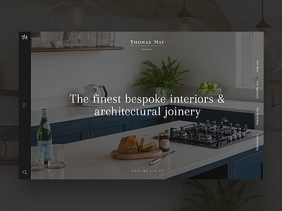 Thomas May Bespoke Hero architect desktop interiors joinery minimal navigation photography web design website