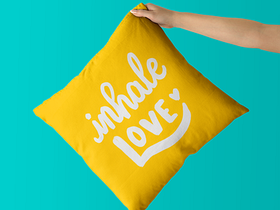 Inhale Love - Lettering Cushion calligraphy cushion design graphic design lettering lettering artist mockup pillow throw pillow