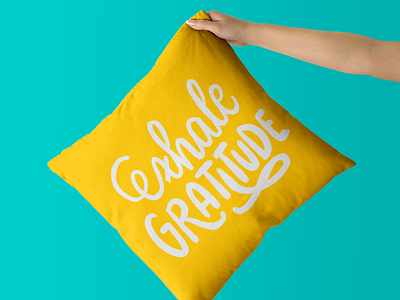 Exhale Gratitude - Lettering Cushion calligraphy cushion design design art lettering mockup pillow throw pillow