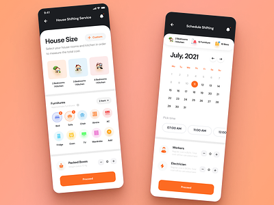 House Shifting App app design house moving mobile app ui