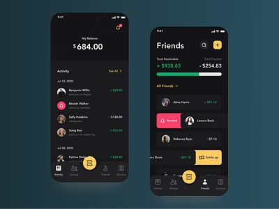 Bill Split App Design app design mobile app payment split bill ui ui design wallet app