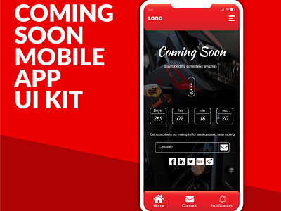Coming Soon Mobile App UI kit Design