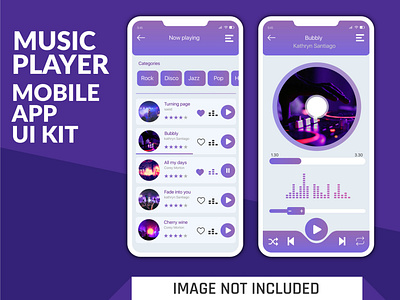 Modern Music Player Mobile App UI kit Design adobe photoshop adobe xd app app design branding creative design designer graphic design illustration mobile music music player app sports apps ui ui deisgn ui designer ui kit vector