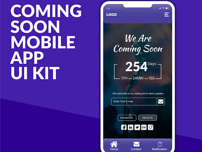 Coming Soon Mobile App UI kit Design adobe xd app app design app ui design branding coming soon coming soon page coming soon template creative design graphic design illustration mobile mobile app mobile app design mobile ui ui ui designer website website design