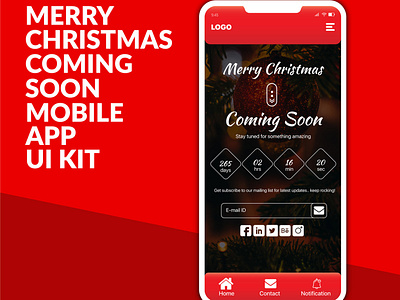 Merry Christmas Coming Soon Mobile App UI kit Design