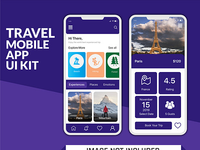 Travel Mobile App UI kit Design