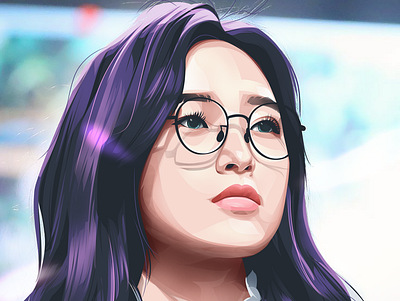 Korean Girl cartoon cartoon face cartoon portrait girl illustration korean korean girl life portrait vector vector art vector face vector portrait vector trace