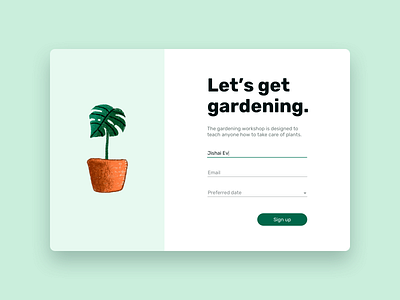 Gardening Workshop dailyui illustration product design web