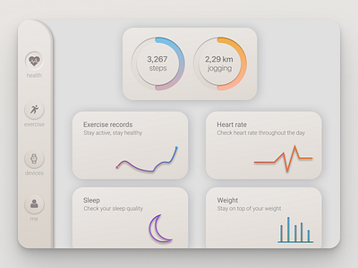 Health App clear ui creative digital health app minimal neomorphism neumorphic neumorphism productdesign shadow simple uitrends uiuxdesign uiuxdesigner web webdesign