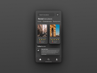 Travel App Dark UI app design application dark theme dark theme ui dark ui interface interface design minimal design neomorphic neomorphism neumorphic neumorphism simple software design travel travel app travelling trip ui trends uiux