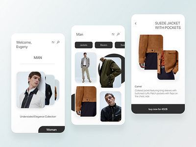 Fashion e-commerce mobile 2020 app app design e commerce eccomerce fashion grid homepage mainpage minimal model product product design product page shop trend typography ui uidesign ux