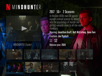 MIindhunter Netflix Player design flat graphic material minimal typography ui ux web website