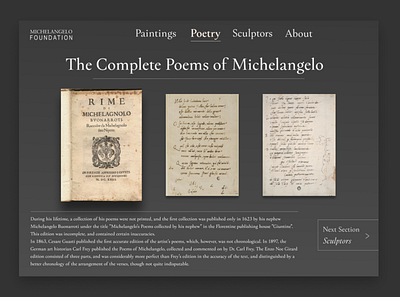 Michelangelo Foundation design flat flatdesign graphic interface minimal typography ui ux web website