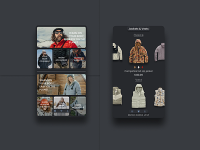 The North Face App Dark Theme design flatdesign graphic interface material minimal mobile typography ui ux