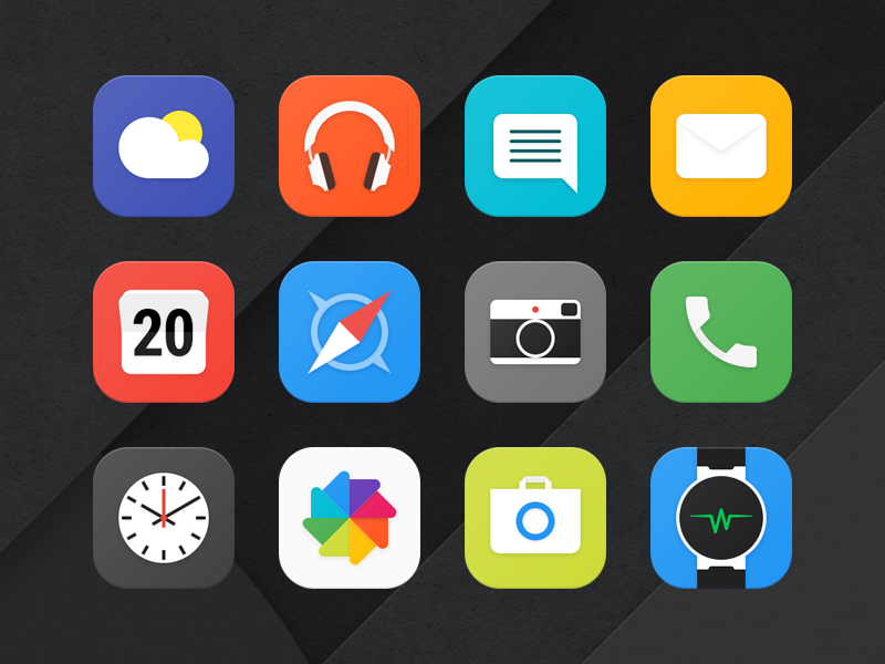 Alcatel Launcher App Icons paper launcher iconography ui material design icons flat material mobile android app