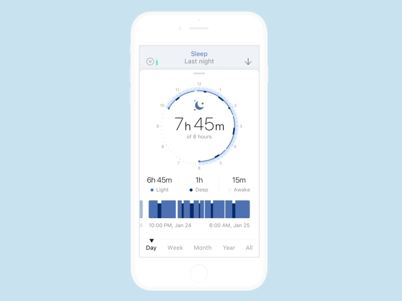 Sleep trends in the Amazfit app animation app application gif interaction interface ios iphone mobile pairing ui ux