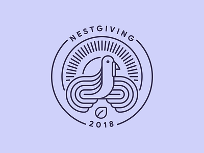 Nestgiving 2018 badge illustration line logo mark nest outline stroke thanksgiving turkey