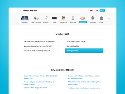 Withings (Help Center) center customer flow help landing page products service support website