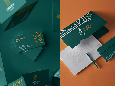 Queen Cafe Brand Identity brand brand identity classy corporate branding elegant elegant font logo luxury brand mark print design sophisticated stationary design