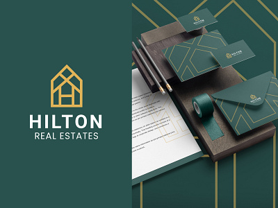 Hilton Real States Logo Identity brand identity branding broker classy elegant home logo design luxury real estate real estate logo stationary design visual identity