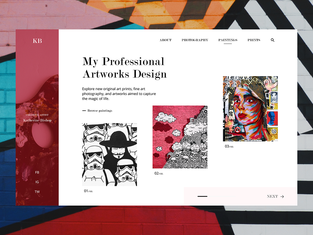 Artist Portfolio Website by Olena on Dribbble