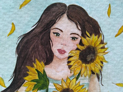 Sunflower acuarela art artist artwork chica cuteness dibujar dibujo dibujos flores flowers girasoles illustration painting sunflowers watercolor watercolor art watercolor painting watercolors watercolour