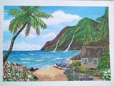 Landscape acrilic acrilic painting acrilico art arte artist artwork beach beach house cabaña calm dibujos illustration montaña painting paraiso pintura playa