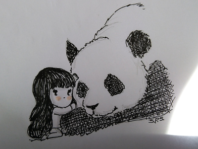 Love Panda artwork cuteness love pandas pencil drawing scketch