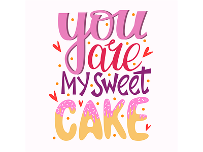 Sweet cake lettering ai cake illustration lettering letters love pink purple script valentine day vector