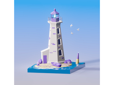 Lighthouse low poly model 3d blender canada lighthouse low poly modelling