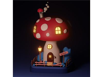 Mushroom house low poly